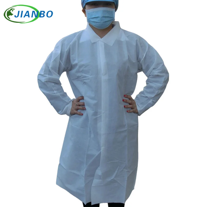 

Disposable Lab Coat Laboratory Thicker SMS Nonwoven Fabric Working Coveralls Clean Room White Dustproof Protective Work Clothes