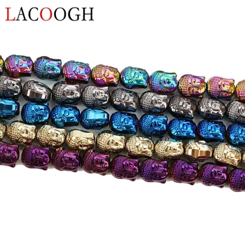 

New Fashion 1Strand/lot Hematite Loose Spacer Beads 8*10mm Gold Color Buddha Head Charms for Bracelets Jewelry Making Findings