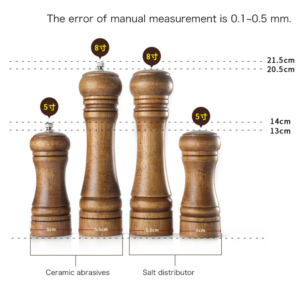 2 шт мельница для соли и перца, набор мельниц для дерева, мельница для перца с сильной регулируемой Керамической мельницей " 8", кухонные инструменты для приготовления барбекю