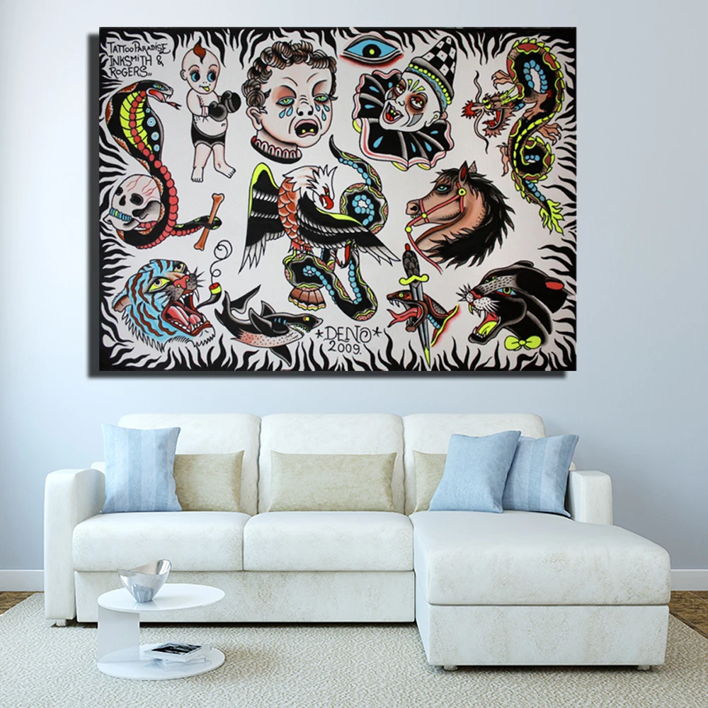 HD Print Tattoos Pop Art Canvas Paintings For Living Room Wall No Frame