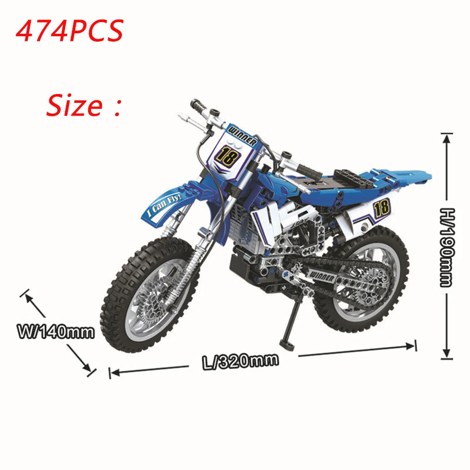 3D Technic сборка синий мотоцикл мото город DIY Модели Строительные блоки, игрушки развивающие модели кирпичи