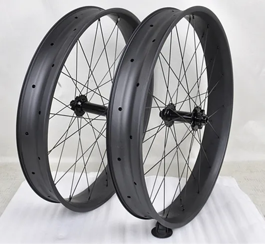 

26" Fat bike Wheels Carbon Tubuless chosen hub thru axle 190/197mm with 135mm/150mm 80mm width fat bicycle wheels UD Matt 32H
