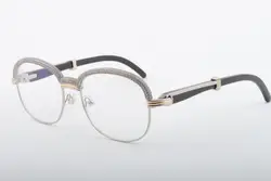 Новый уникальный круглый кадр очки 1116728-A1 высокой моды полный кадр Алмазный кадров, натуральный Рог очки, декоративные очки