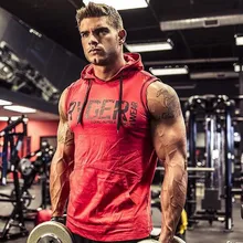 Мужские хлопковые топы на бретелях для бодибилдинга, спортивные топы с капюшоном без рукавов, мужские летние повседневные топы Спортивные брендовые толстовки