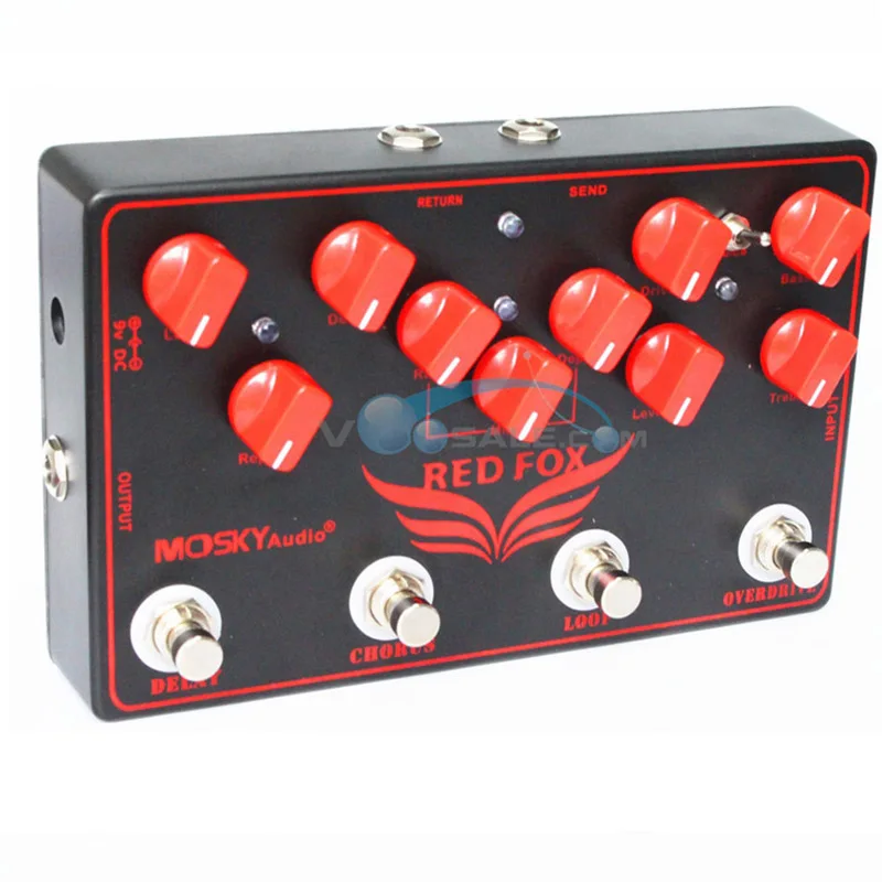 Mosky Red Fox Multi Effects Combined Pedal Effect Guitar Accessories 4 Effects Pedal in 1 Unit