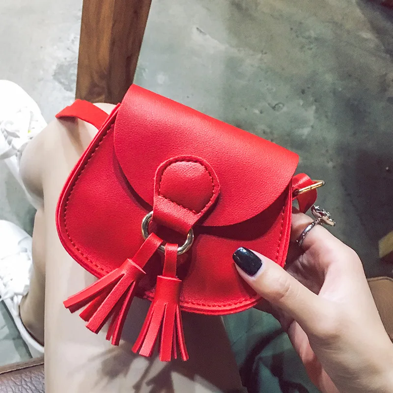 

Cute Children's Messenger Bag PU Leather Lovely Girls Tassel Mini Accessories Shoulder Bag Kids All-Match Small Key Coin Purse