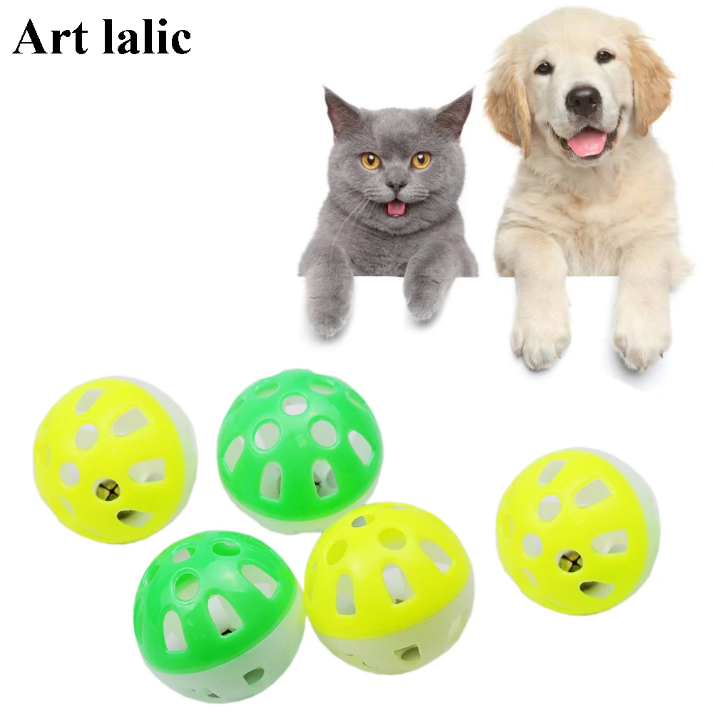 8 Pcs Pet Cat Kitten Play Balls With Jingle Bell Sound Pounce Chase