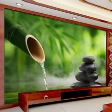 Пользовательские 3D Фото Обои Зеленый бамбук булыжник фотографии фон настенная живопись украшения гостиной современные обои