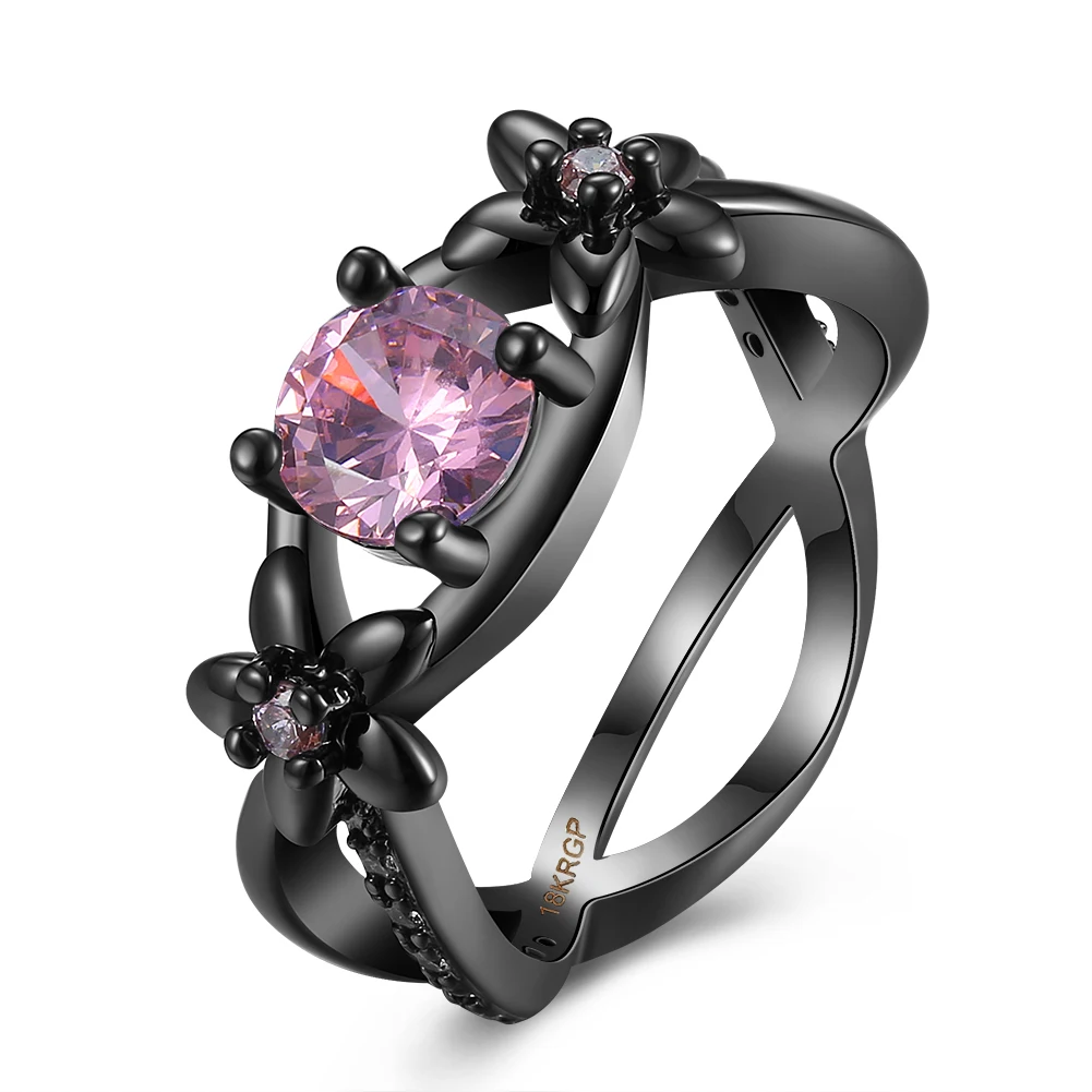 Fashion Classic Rings Gold Plating Ring Pink Crystal Zircon Crystals CZ