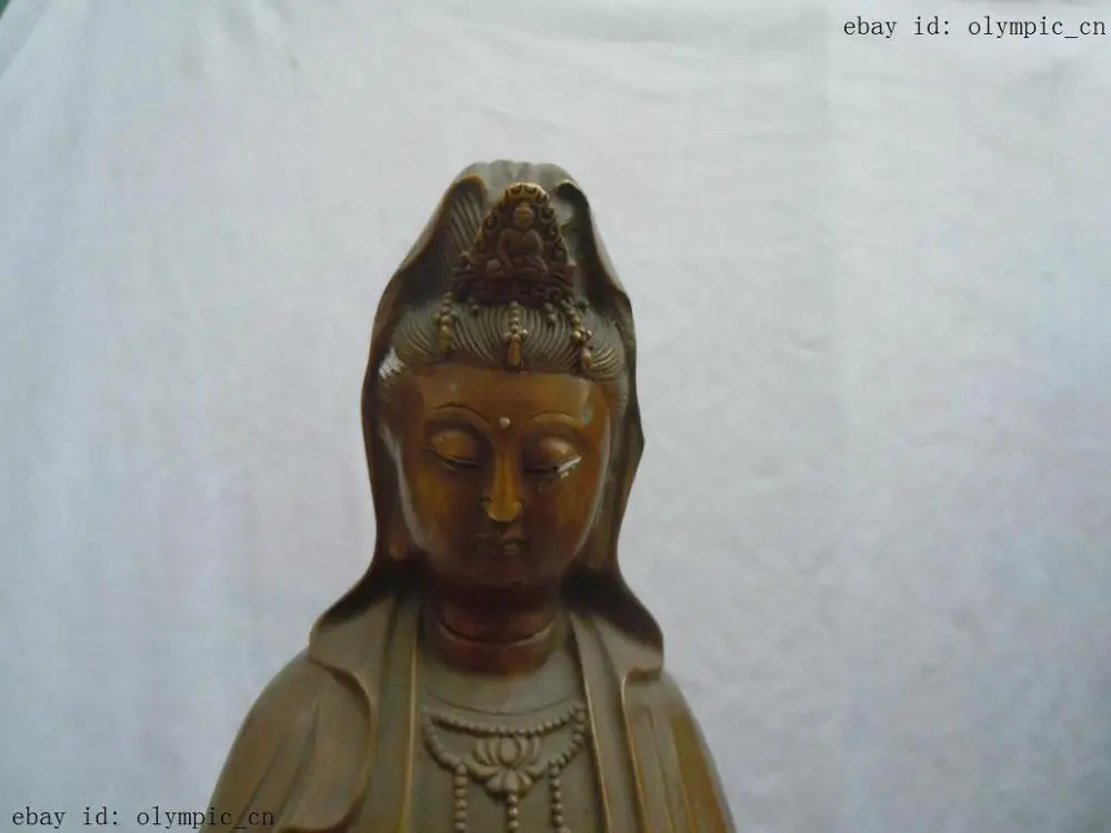 1" Китайский медный резной завод oneself Kwan-yin скульптура Будды статуя