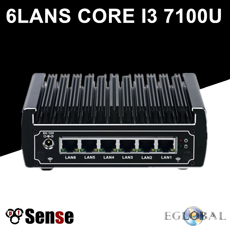 6 Intel LAN безвентиляторный Pfsense Мини ПК Intel Core i5 7200U i3 7100U DDR4 Ram 4G AES-NI Linux брандмауэр ПК Мягкий маршрутизатор сетевой сервер