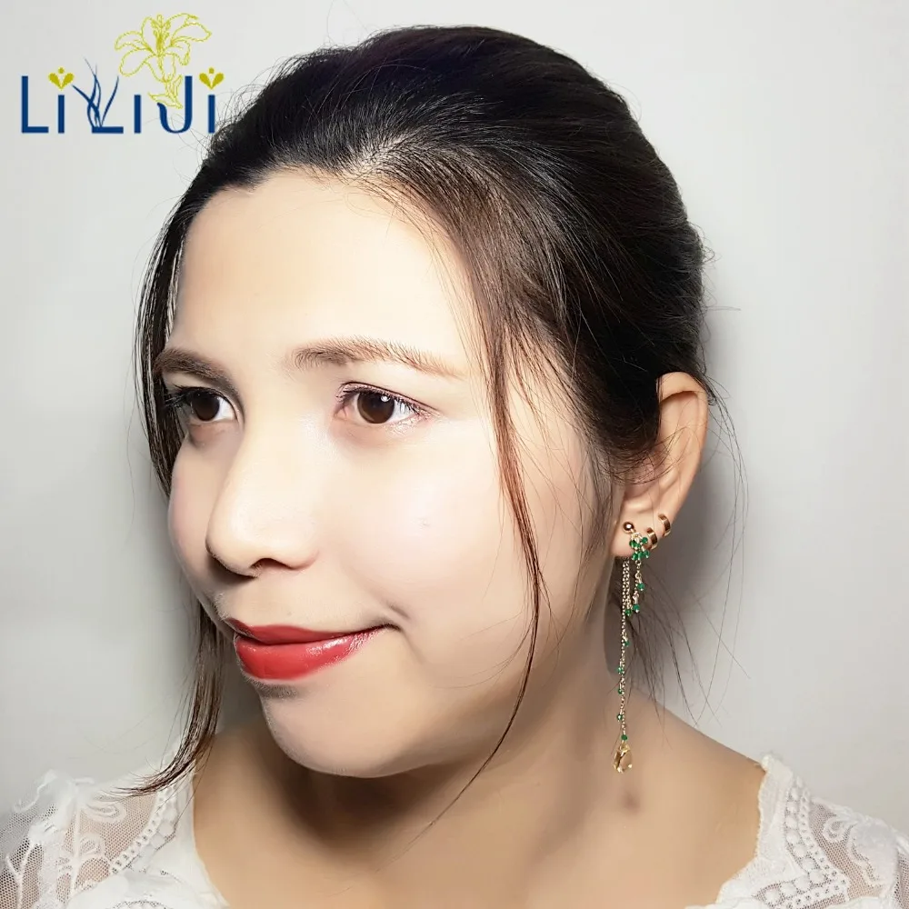 

Lii Ji Natural Citrine Green Onyx Agate Tear Drop 925 sterling silver Gold Color Chain Handwork Long Earrings 8cm