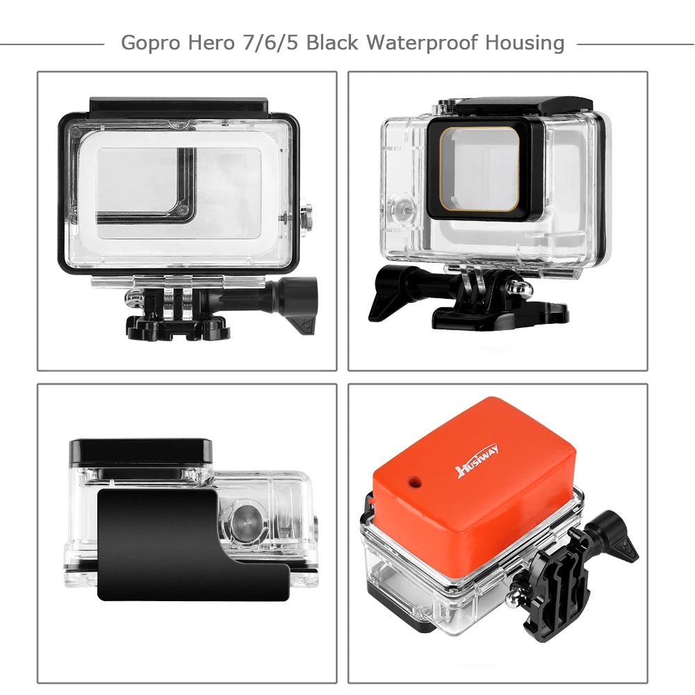 Husiway Accessories Kit for Gopro Hero 7 Hero 6 5 Black Waterproof Housing Silicone Case Screen Lens Protector 57A