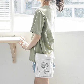 

NEW Magnetic Snap Cotton Canvas Eco Shoulder Bag Cross Body Messenger Print Green Leaf A-363