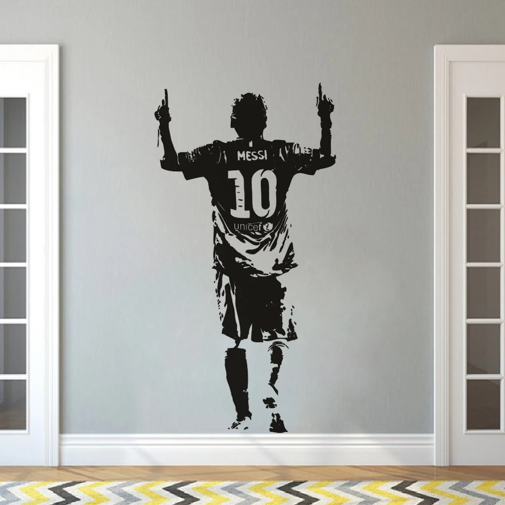 Виниловая настенная наклейка с футбольным логотипом плеер Наклейка на стену Футбол Звезда Месси обои плакат съемный декор комнаты Наклейка на стену G07