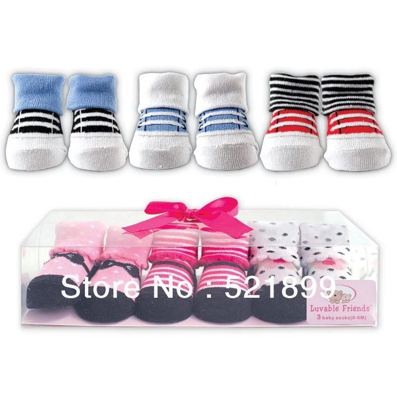 Модные новые активные Детские носки Meias Infantil 3 пар/лот маленьких обувь Детская одежда носки Подарочный набор, 0-9 m