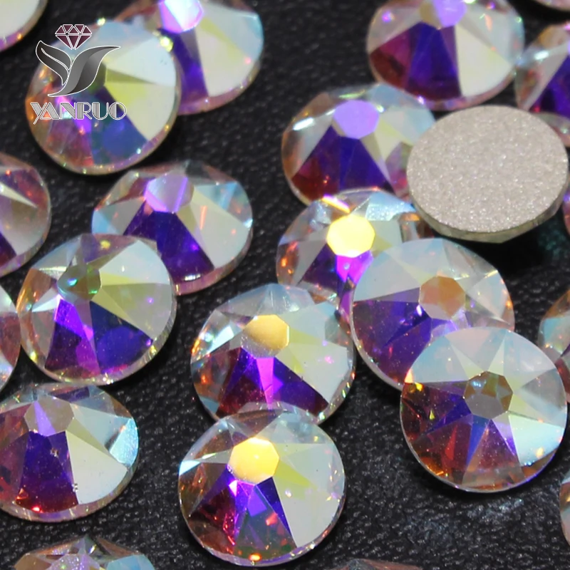 

6A 8 big + 8 small Facets Nail Rhinestone Crystal Clear /Crystal AB Flatback Non Hotfix Rhinestones DIY Garment Nail Art