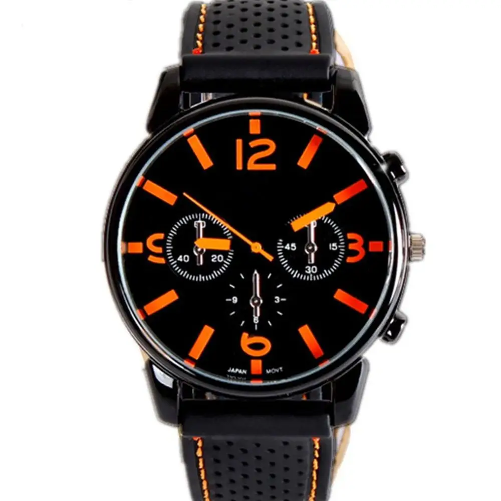 Повседневные брендовые часы, модные мужские военные кварцевые часы с силиконовым ремешком и большим циферблатом, мужские наручные часы TT@ 88 - Цвет: orange