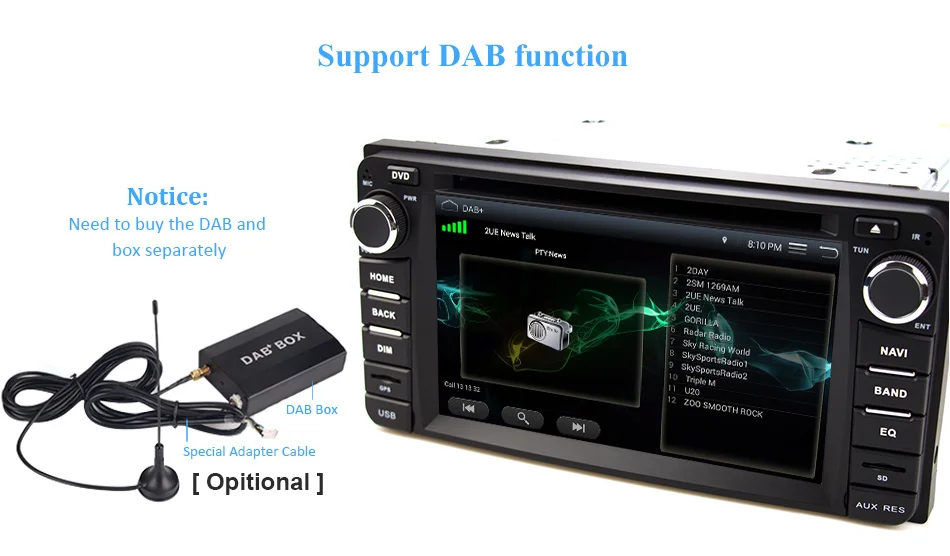 Sale Eunavi 2 din Android 8.1 tda7851 car dvd radio player for Toyota Hilux VIOS Old Camry Prado RAV4 Prado 2003-2008 gps navi stereo 17