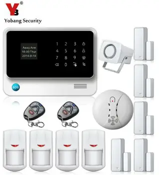 

YobangSecurity 10 Wireless 8 Wired zones Home Security WIFI GSM Alarm System Android IOS APP Control Smoke Detector Door Sensor