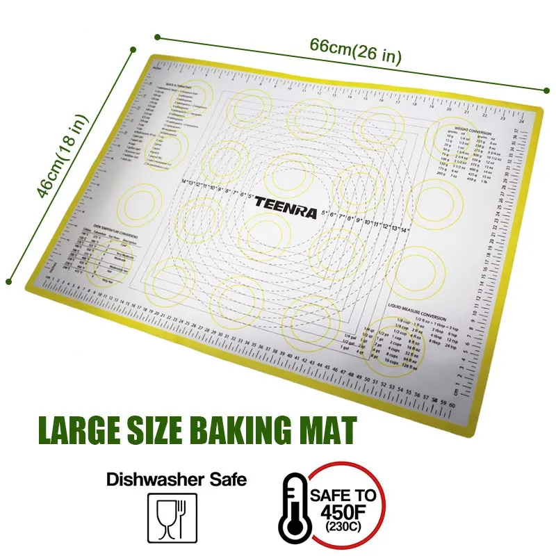 TEENRA 1 шт. 66*46 см антипригарный коврик для раскатки теста силиконовые коврики для выпечки и вкладыши для печи силиконовые кондитерские коврики для выпечки cozinha