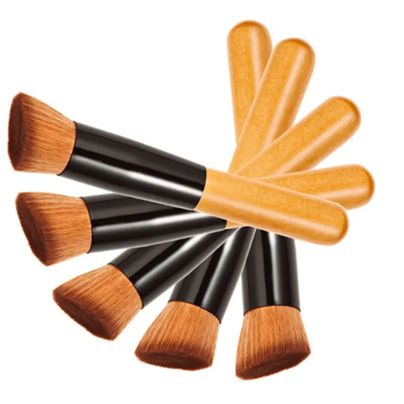 

Professional Bamboo Foundation Brush Powder Concealer Blush Liquid Foundation Blush Angled Flat Top Base Liquid Cosmetics New