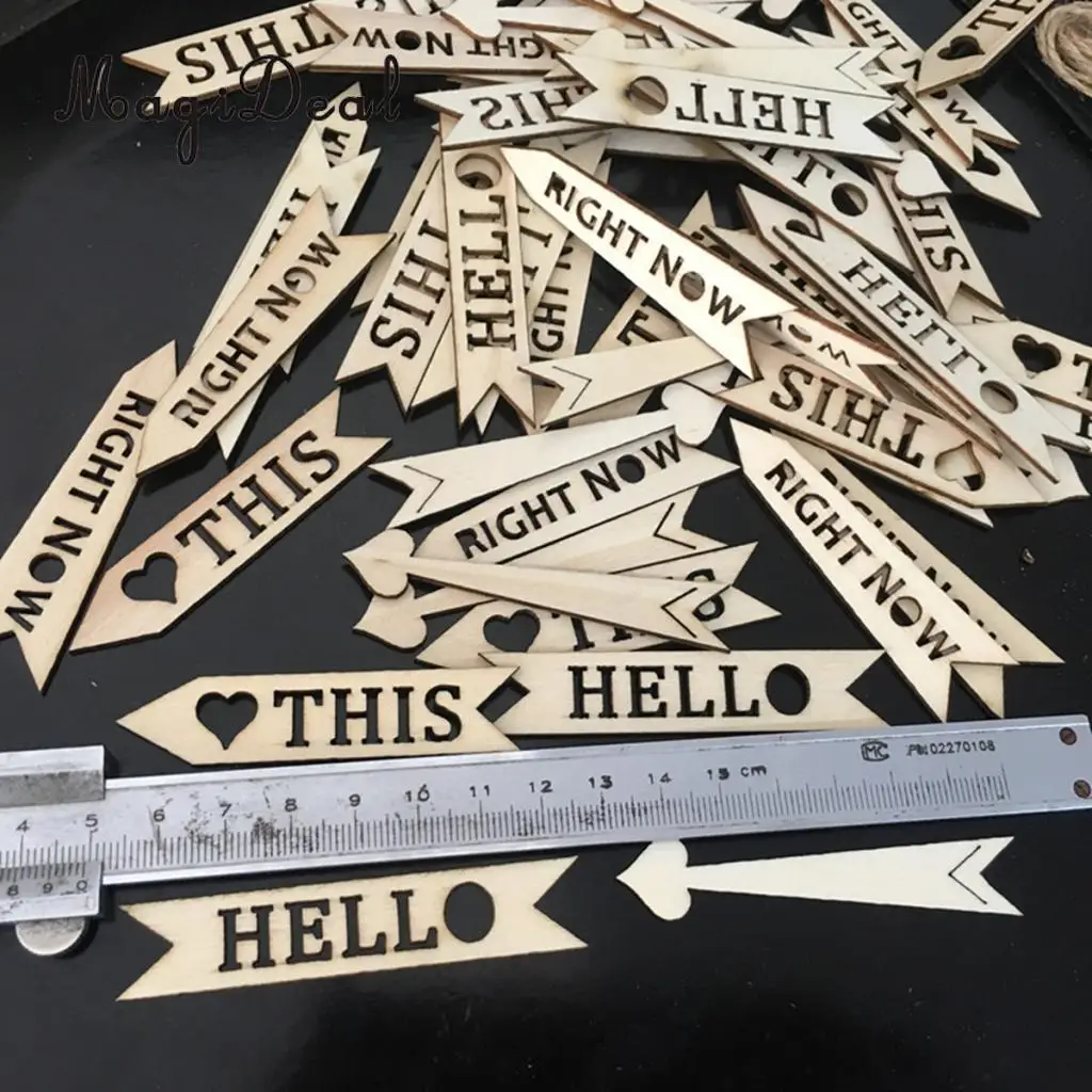 50pcs DIY Wooden Crafts  Handicraft Arrow Signs Die Cutting Wood Embellishment for Scrapbooking Wedding Home Party Decoration