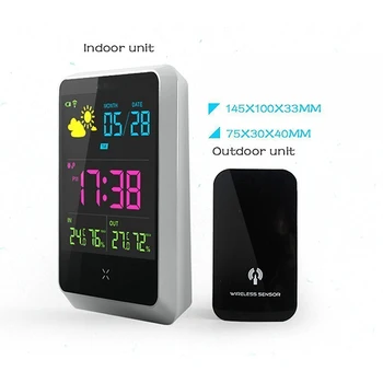 

Europe Indoor Outdoor with Temperature/Humidity/Forecast Wireless Digital Alarm Clock LCD Screen Weather Station Table Clock