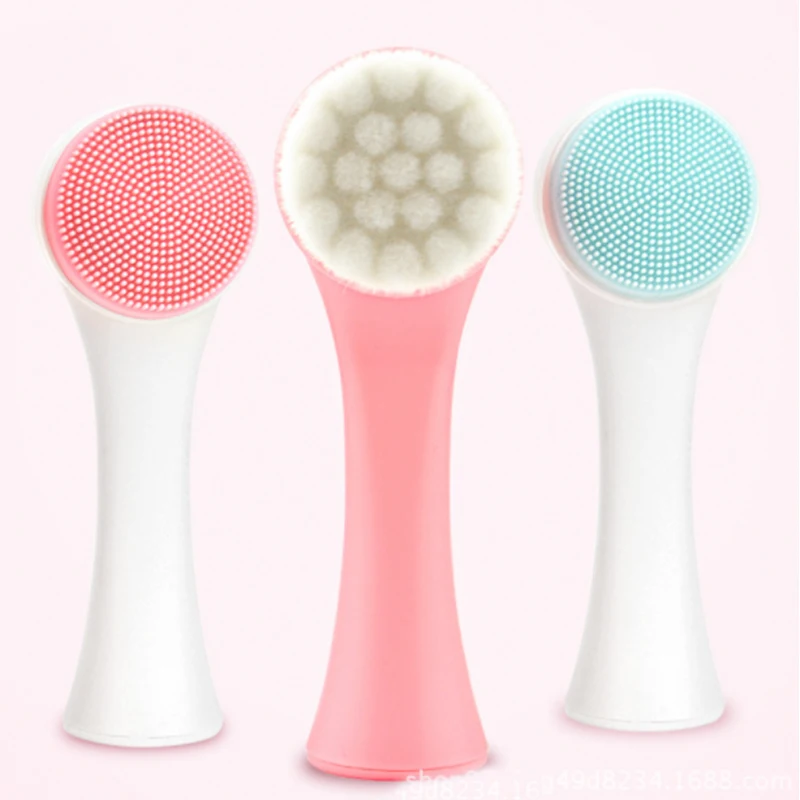 Soft silicone double face washing brush remove blackhead makeup