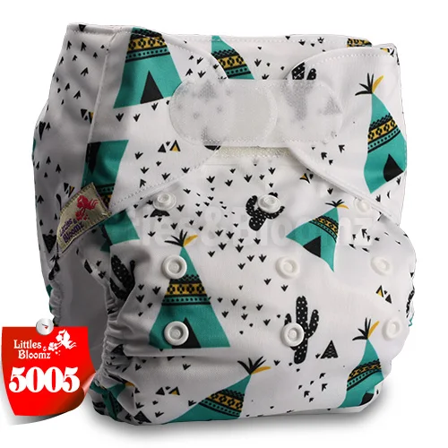 [Littles&Bloomz] Детские Моющиеся Многоразовые, настоящая стандартная ткань, застежка-липучка, карман для подгузников, пеленки, обертывание, подходит для рождения в горшке - Цвет: 5005
