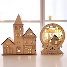 

Hoomall Wooden LED Light Luminous Wood HOUSE Desktop Christmas Tree Star Ornaments Christmas Decorations for Home Navidad 2018