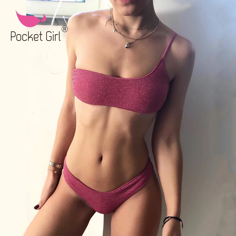

2019 Swimsuit Women One Shoulder Bikini Set Swimwear Female Bathing Suit Summer Fluorescence Beach Wear Maillot De Bain Biquini