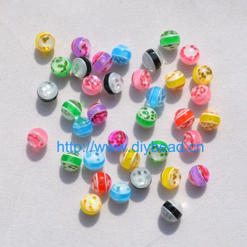 

100pcs DIY Accessory Handcraft Department Mix Color Fringe Beads 8MM Round Shap Shivering Resin Stripe Bead jewelry Fittings