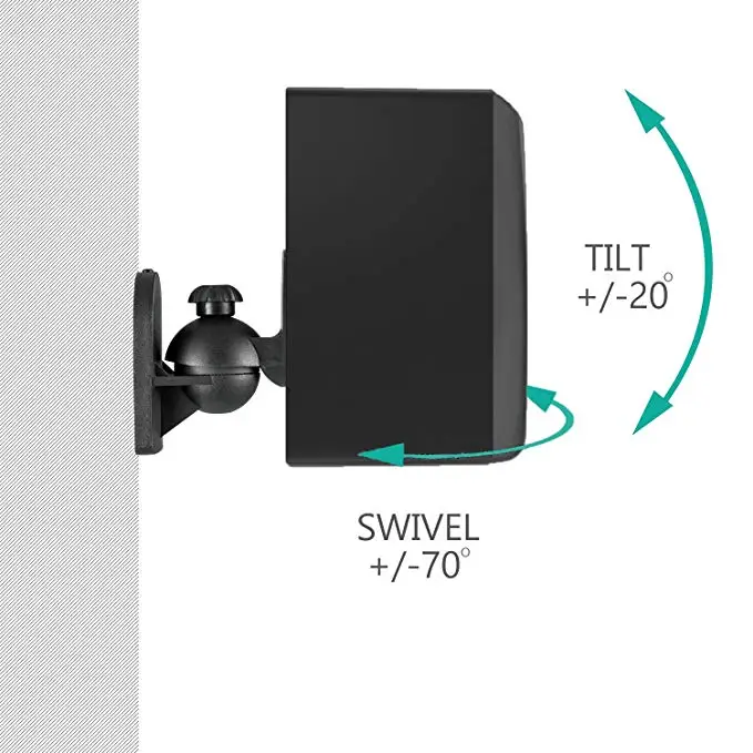 2 упаковки звуковых динамиков крепления черные универсальные настенные кронштейны для колонок 7.7lbs Вес емкость Поворотный и наклон