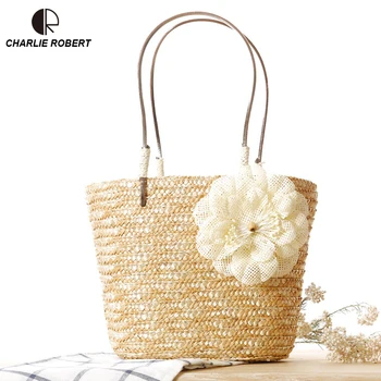 

2019 Straw Bags Women New Summer Rattan Shoulder Bag Handmade Floral Hollow Out Beach Casual Tote Bag Bohemia Handbag Bali Box