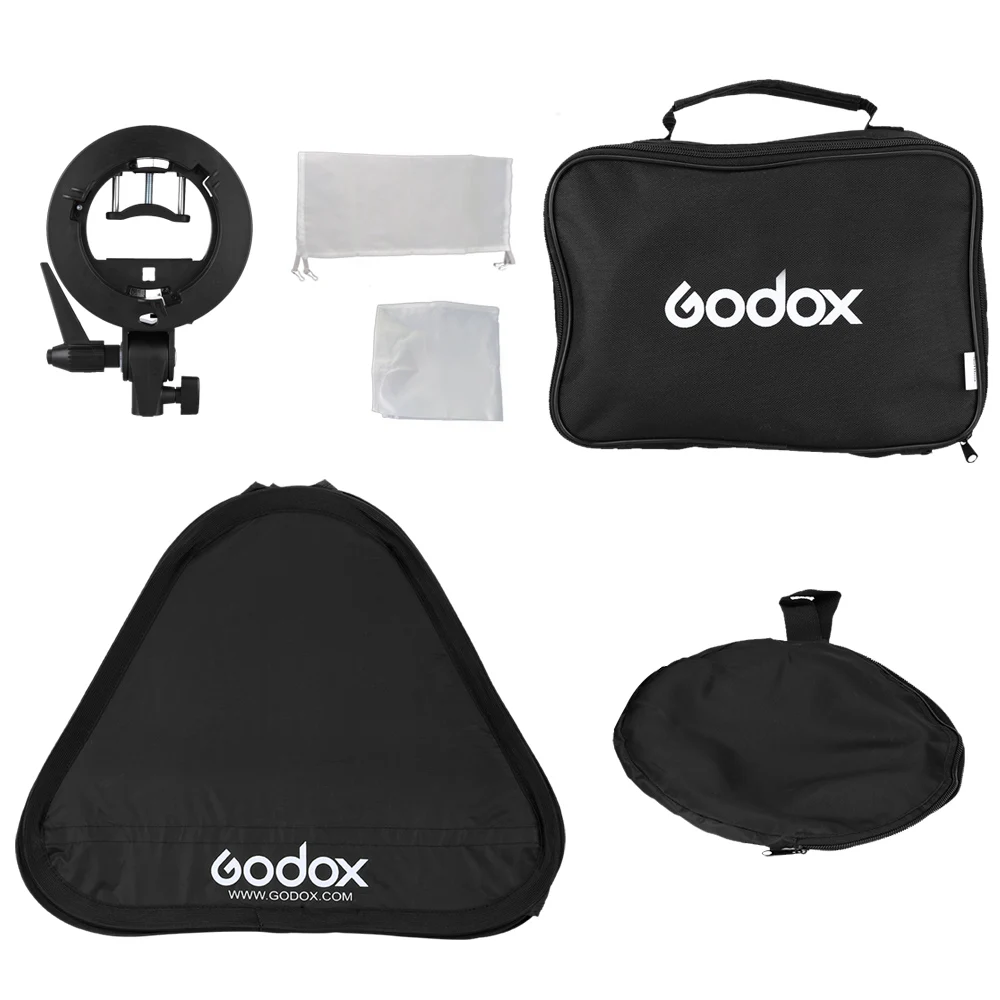Godox Регулируемый софтбокс для вспышки 20 &quot* 20&quot 50x50 см + кронштейн S типа Bowens