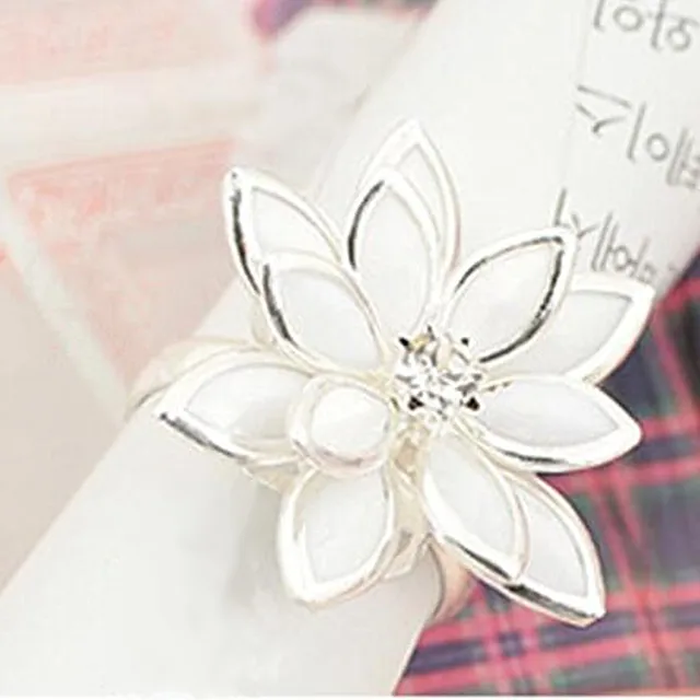 Retro Adjustable Flower Rings Camellia Lotus Ring for Women Silver Gold Color We Retro Adjustable Flower Rings Camellia Lotus Ring for Women Silver Gold Color We