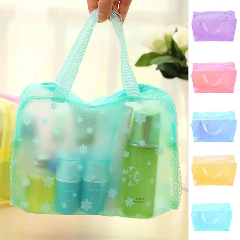 

2018 Transparent Waterproof Cosmetic Bag Floral Printed Makeup Bag Travel Organizer Korean Bathroom Wash Bag Large #11