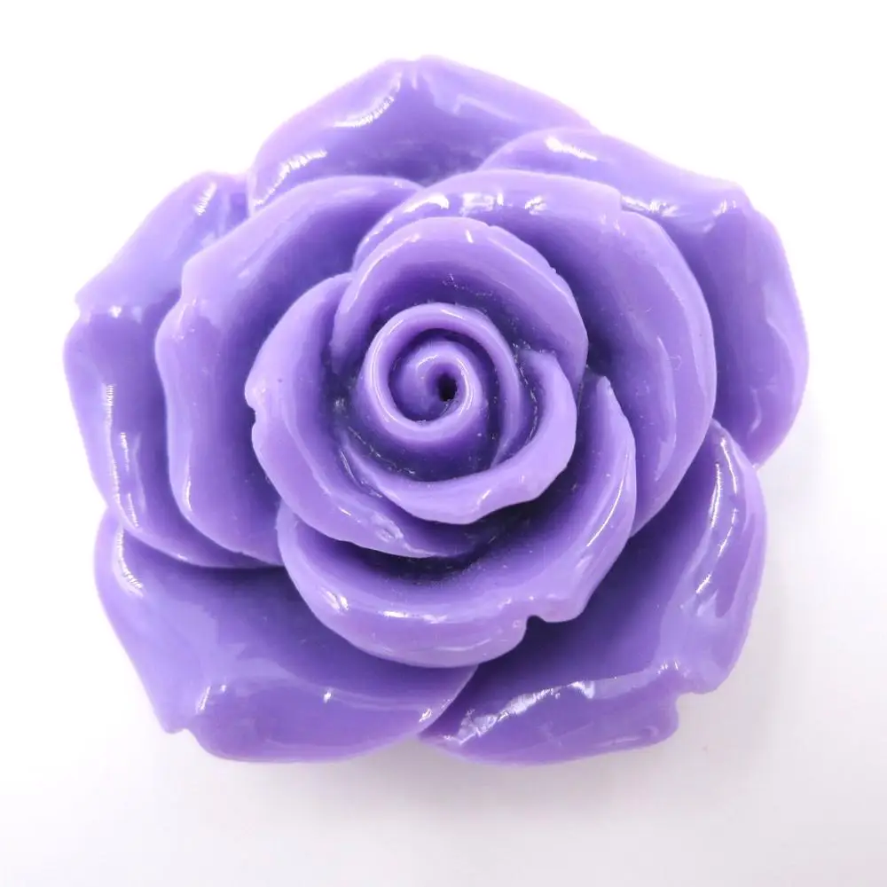 42 мм, 10 шт./лот, белые акриловые бусинки с большим цветком розы из смолы для девочек ручной работы, массивное ожерелье из бисера, детский браслет, ювелирные изделия - Color: Purple