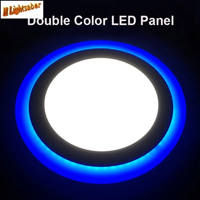 3 модели круглый квадратный синий + белый двойной светодио дный Светодиодные панели 5 Вт/9 Вт/16 Вт/Вт 24 Вт AC85-265V светодио дный встраиваемые