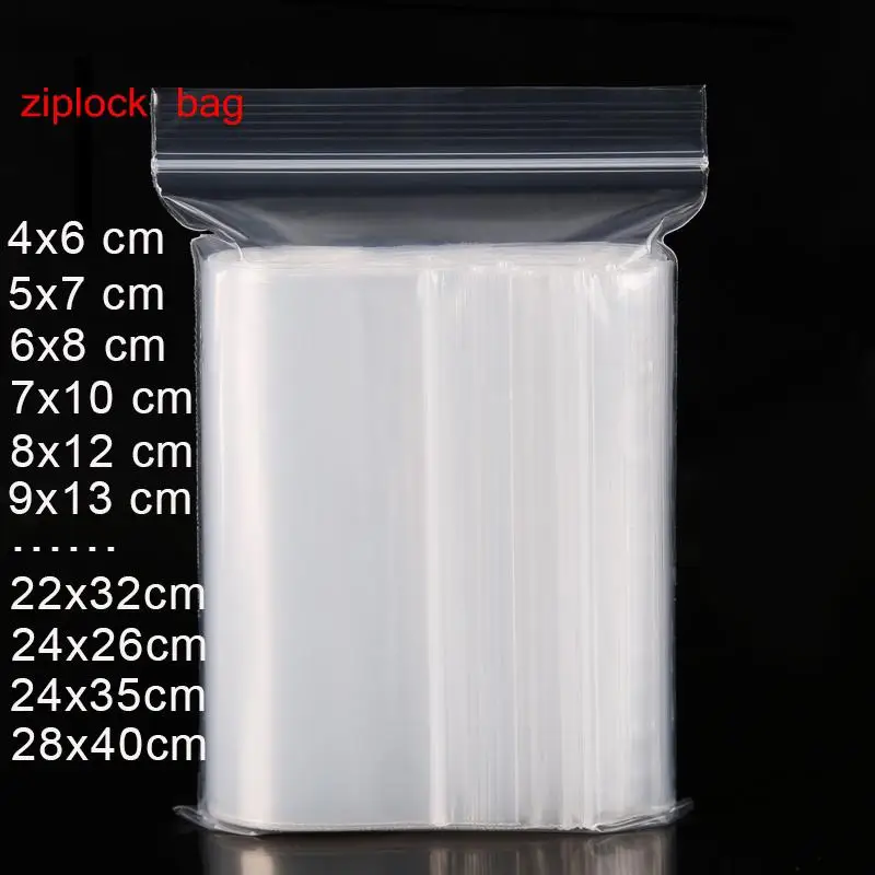 100 штук упак. ювелирные изделия Ziplock молния замок Reclosable Пластиковые
