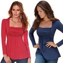 2016 NEW Women Sexy Long Sleeve Cotton Tops Tee Shirts Autumn Spring Casual Loose Tops T-shirt Blusas Plus Size