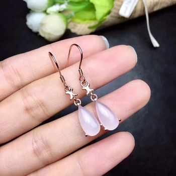 

[MeiBaPJ]Natural White Jade Gemstone Drop Water Earrings Real 925 Silver Earrings Fine Charm Jewelry for Women