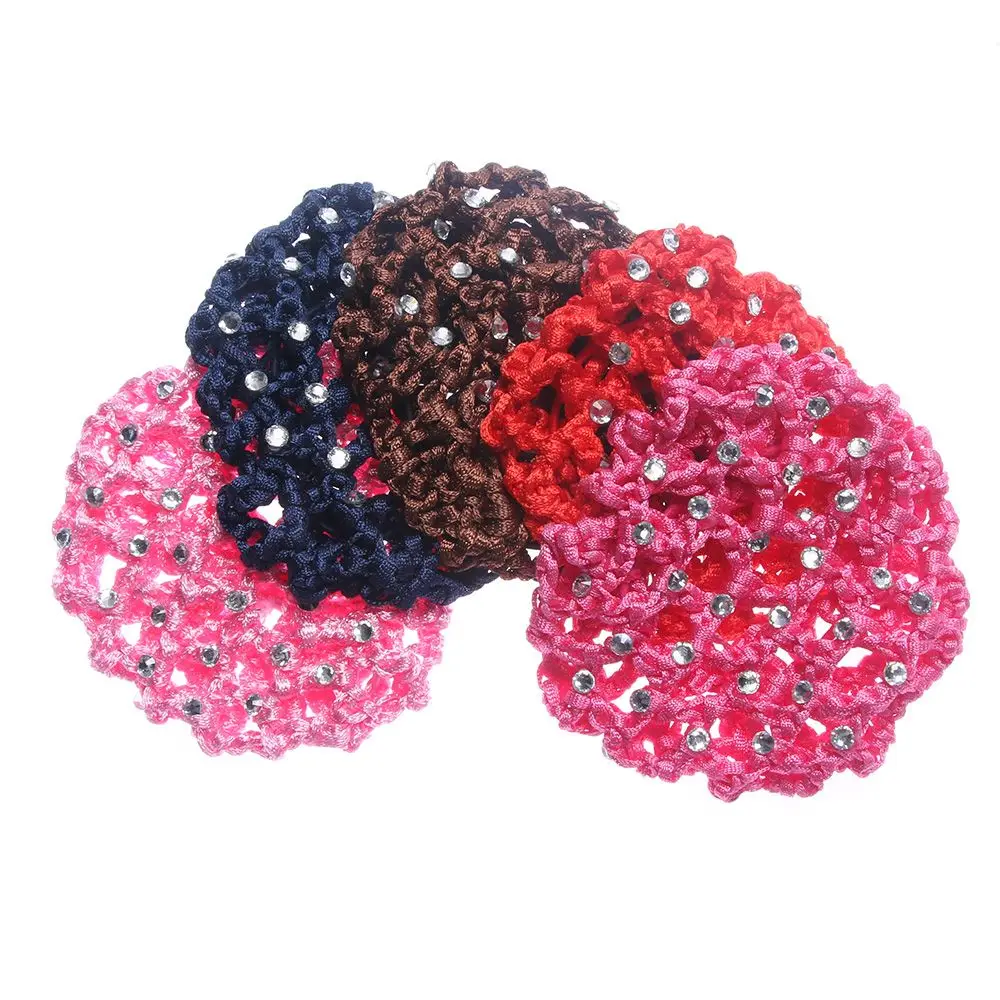 

Beautiful Bun Cover Snood Women Hair Net Ballet Dance Skating Crochet Fashion Rhinestone Styling Hairnet Accessories Dropship