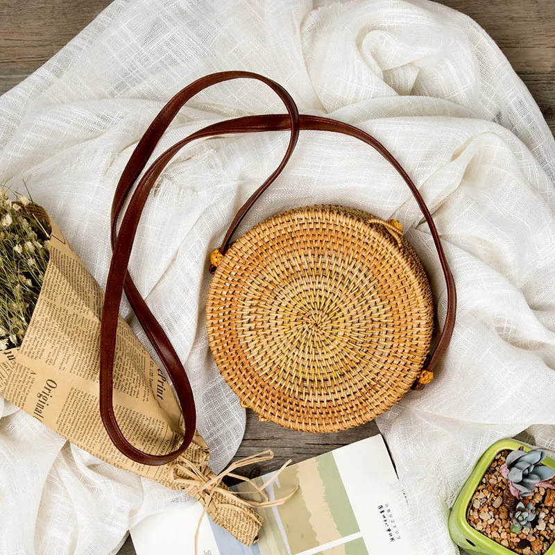 

Ins hot Vietnam handmade rattan package straw bag beach tourism Messenger shoulder bag