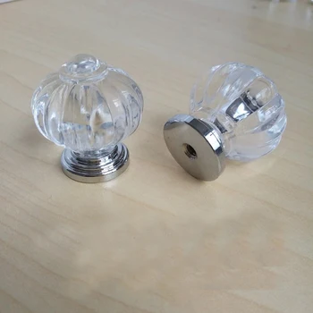 

12PCS Pumpkin shape 28.5mm Acrylic Crystal knobs Furniture Cabinet Drawer Pull Handle Kitchen Door Wardrobe Crystal Knobs