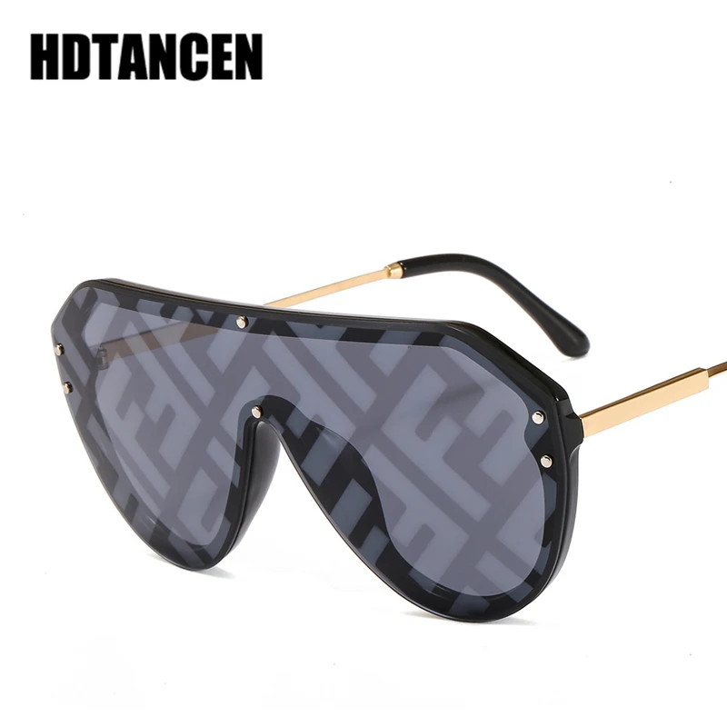 

HDTANCEN NEW Watermark One-piece Sunglasses PC Copy Film Men Women Sunglasses Girls Personality Colorful Fashion Wild Sun Glasse