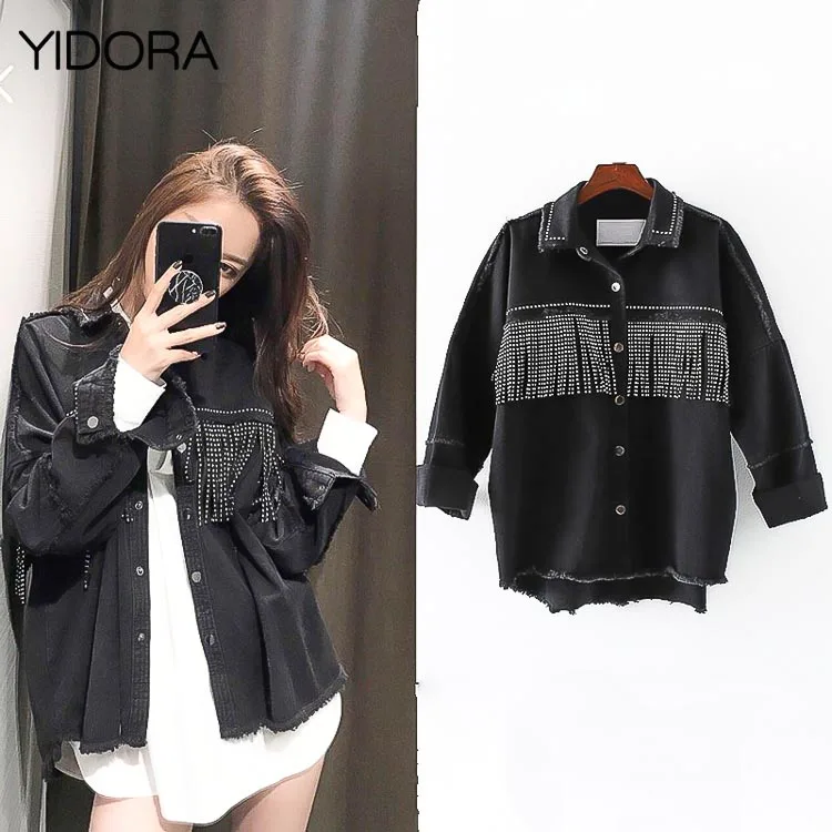 black tassel denim jacket