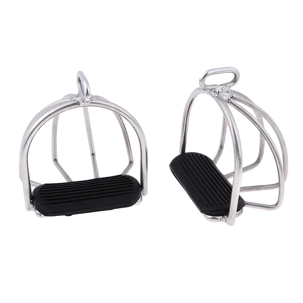 STAINLESS STEEL ENDURANCE FLEX RIDE CAGED SAFETY STIRRUPS EQUESTRIAN