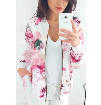 

Long Sleeve Zipper Coat Jacket Women Floral Print Outwear Ladies Autumn Jackets Womens Short Coat Casual Outerwears